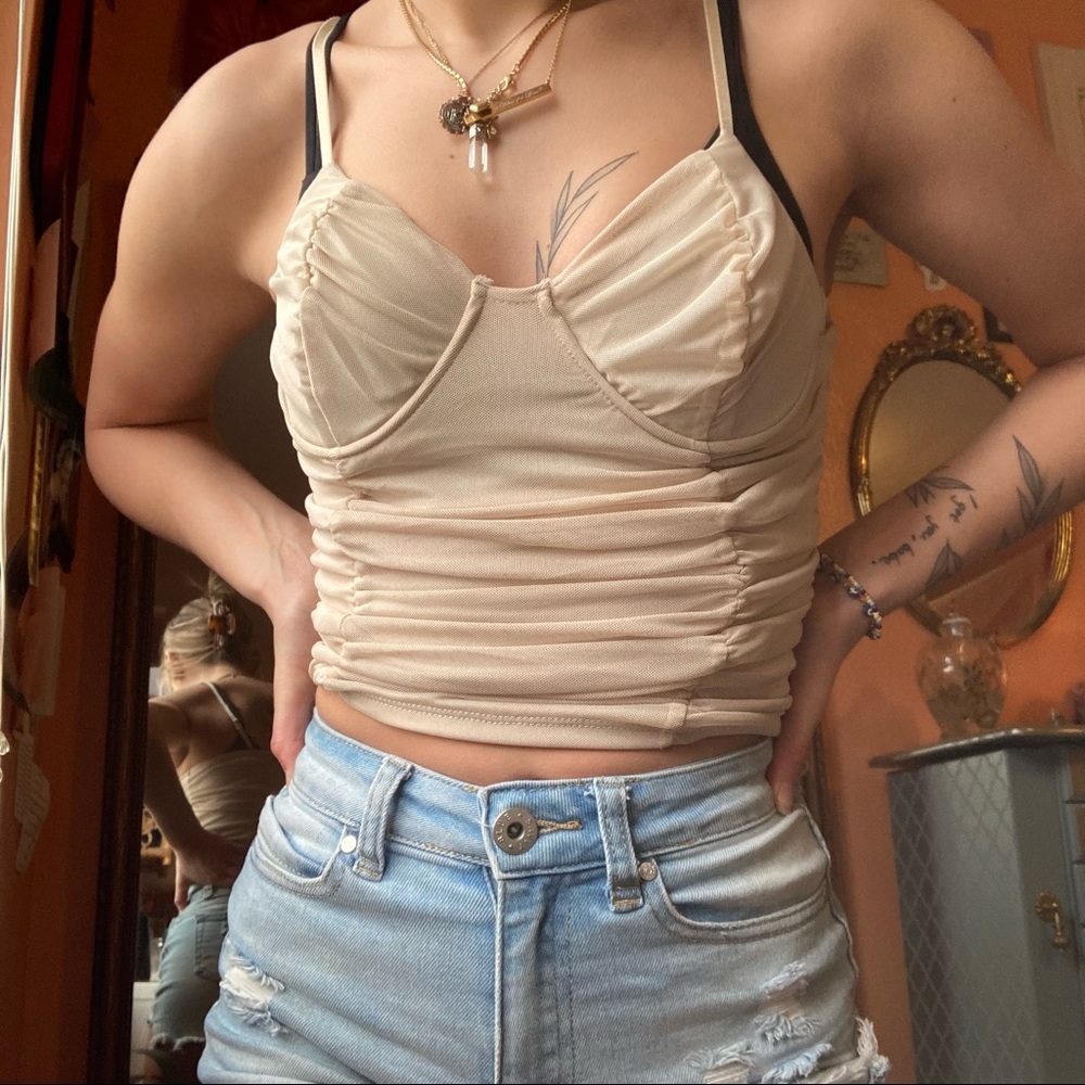 Tan Lace Tank Top